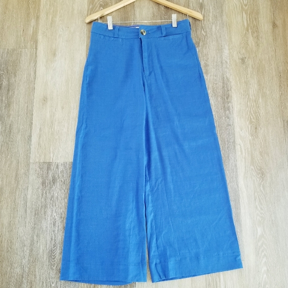 Maeve Anthropologie NWT The Ettie High-Rise Crop Wide-Leg Flare Pants Blue sz 29 - Picture 5 of 16